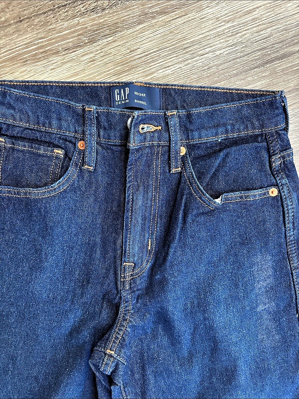Gap High Rise Barrel Jeans Womens Blue Relaxed Jeans Like New - Picture 2 of 2